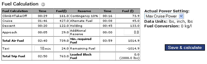 Fuel Calculation - Flightplan Documentation MT BlitzPlan
